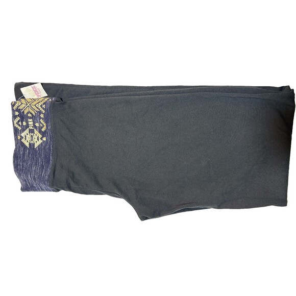 PINK Yoga Victoria’s Secret Metallic Bling Embellish Waistband Black Pants Large - Picture 5 of 6